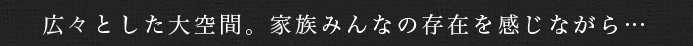 広々とした大空間。家族みんなの存在を感じながら…