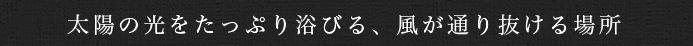太陽の光をたっぷり浴びる、風が通り抜ける場所